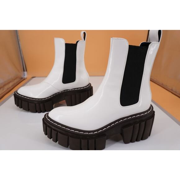 Stella McCartney Emilie Lug Wood Platform Chelsea Boot SZ 35 New White - Picture 8 of 11